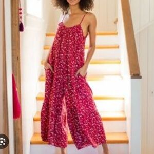 Natural Life Zoe Wide Leg Jumpsuit Red Floral